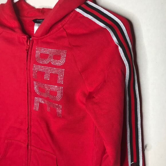 NWT Bebe Girls Red Spell Out Logo Red Hoodie - Picture 3 of 7